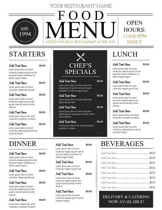 Copy of Copy of Menu | PosterMyWall