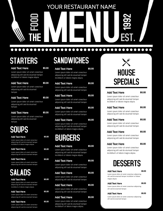 Menu Copy Format Copy of Copy of Menu | PosterMyWall