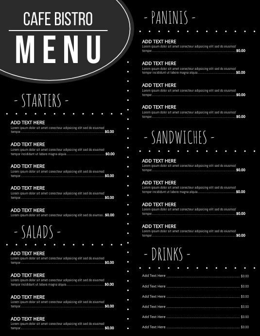 Menu Copy Format Copy of MENU | PosterMyWall