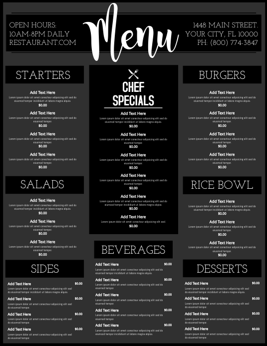 Menu Copy Format Copy of Copy of Menu | PosterMyWall