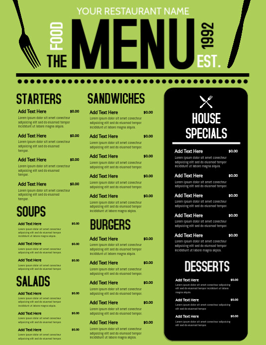 Menu Copy Format Copy of Copy of Menu | PosterMyWall