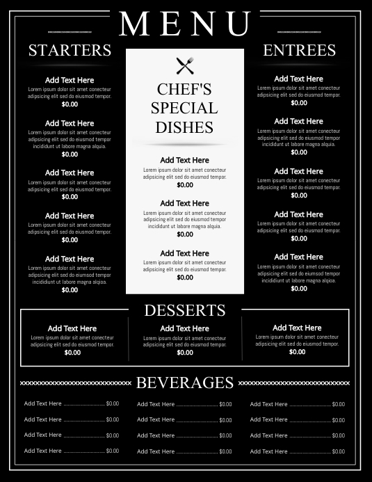 Menu Copy Format Copy of Copy of MENU | PosterMyWall