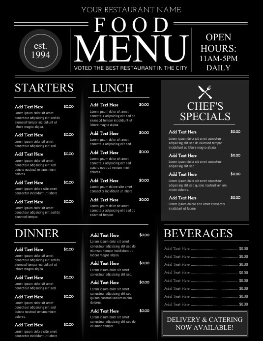 Menu Copy Format Copy of Copy of Menu | PosterMyWall