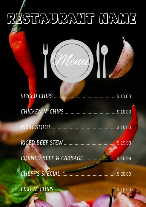 Menu Copy Format Copy of Copy of menu | PosterMyWall
