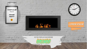 GRUNGE FIREPLACE DESIGN BACKGROUND Цифровой дисплей (16 : 9) template
