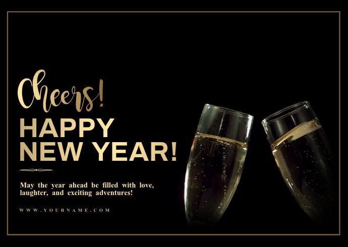New year wishes Cheers! Video Templat 明信片 template