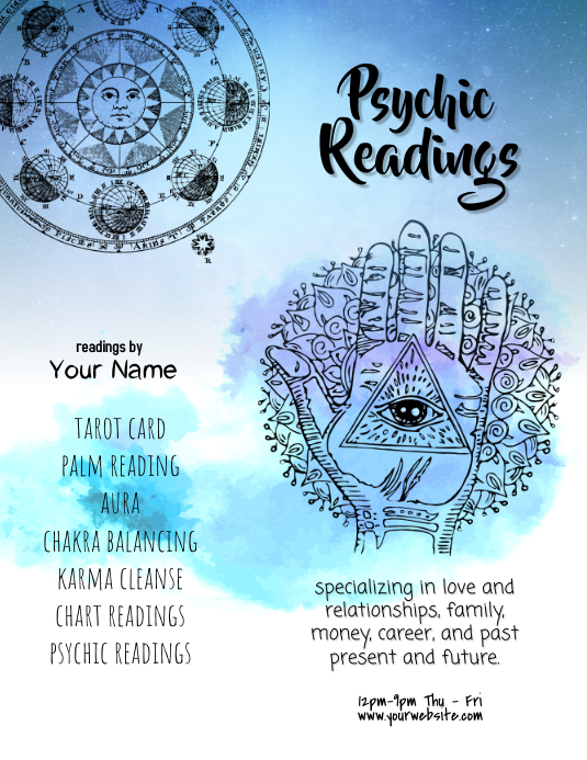 psychic tarot reading flyer template PosterMyWall