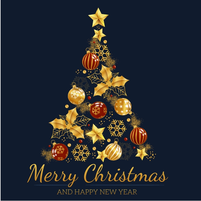 Realistic Golden Christmas Tree Template PosterMyWall