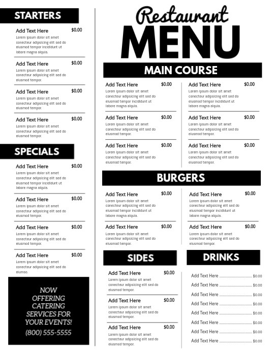 Copy of Copy of Restaurant Menu | PosterMyWall