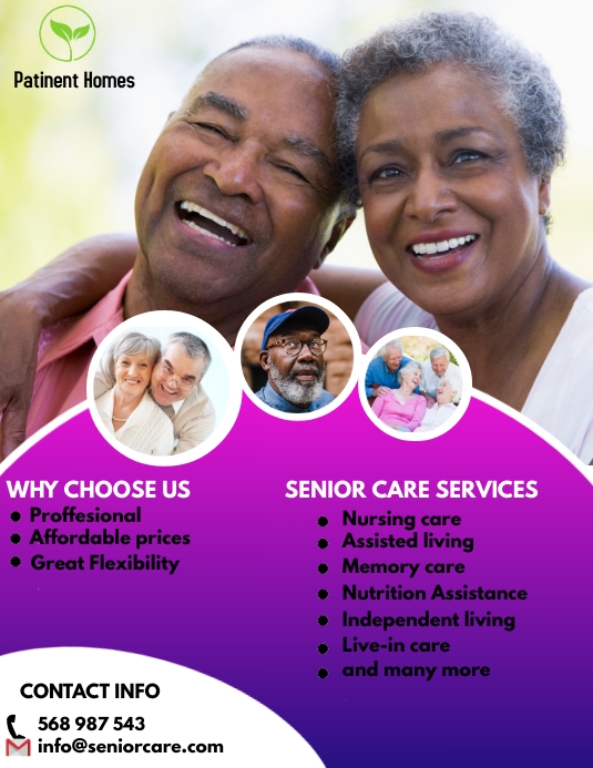 Senior Care services flyer Folheto (US Letter) template