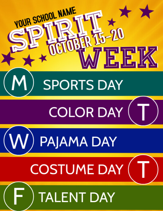 Spirit Week Template PosterMyWall
