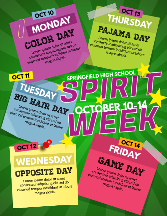 Spirit Week Template PosterMyWall