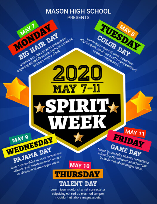 Spirit Week Design Spirit Week Template | PosterMyWall
