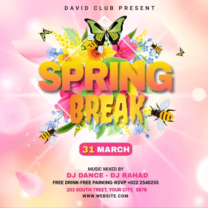 Spring Break Advert Template | PosterMyWall