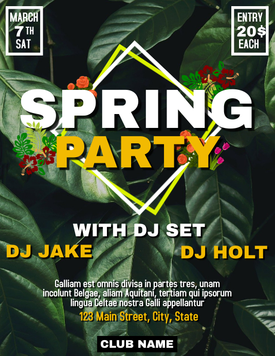 Spring party 传单(美国信函) template
