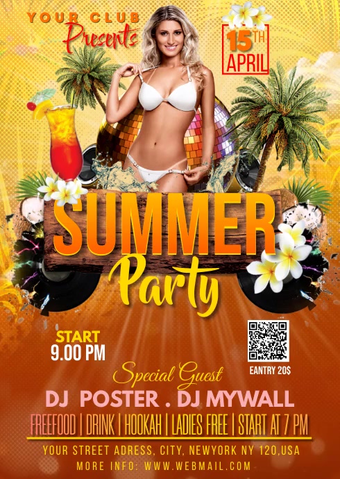 SUMMER NIGHT PARTY A6 template