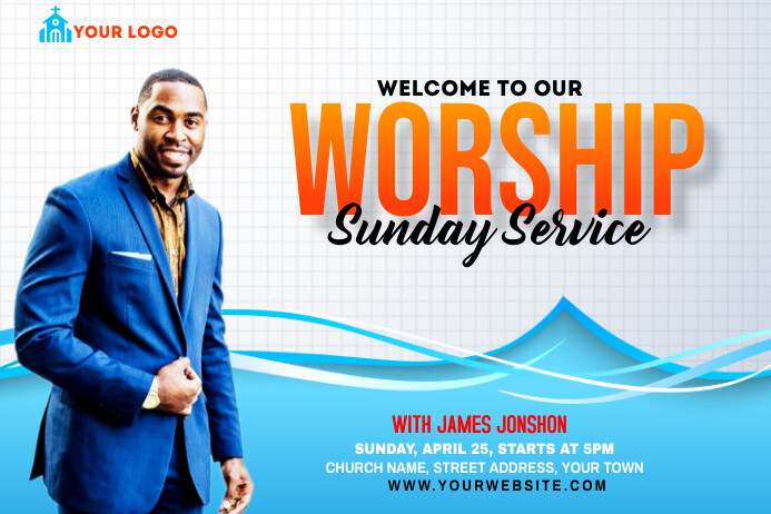 Sunday Service Worship Advert Template | PosterMyWall