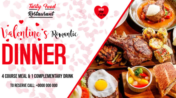 Valentine's Dinner Ekran reklamowy (16:9) template