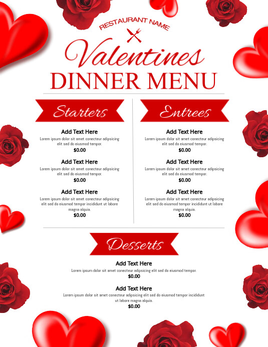Valentines Menu Template PosterMyWall