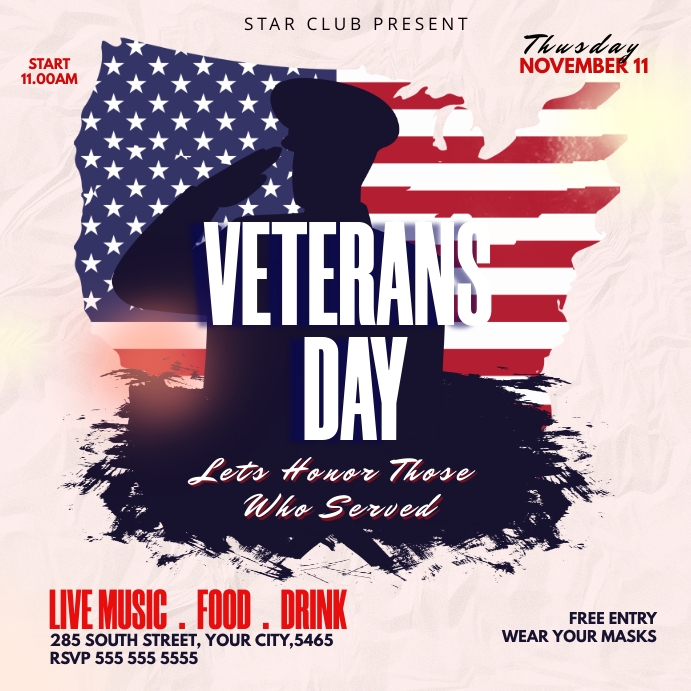 Veteran's Day Poster Square (1:1) template