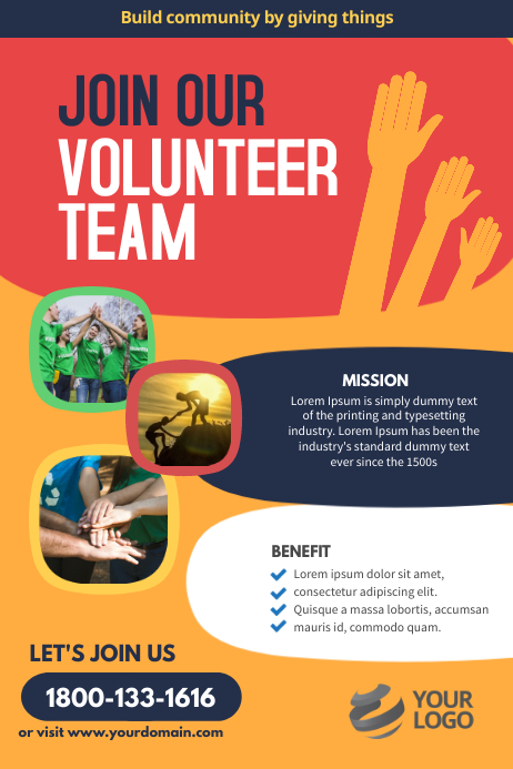 Volunteer needed poster flyer tempkate Template | PosterMyWall