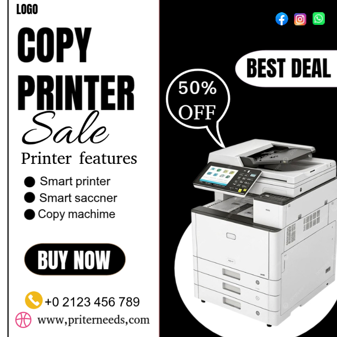 Copy Machine Advert Copy of Copy printer machine sale post | PosterMyWall