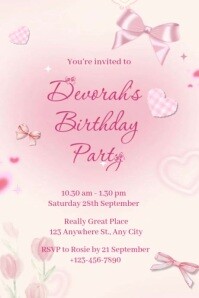 Coquette Birthday Invitation Poster template