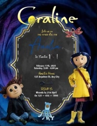 Coraline Digital Birthday Invitation template Flyer (US Letter)