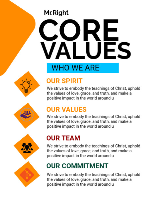 core values flyer design template | PosterMyWall