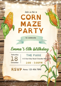 Kuning Birthday Party Invitation A6 Template