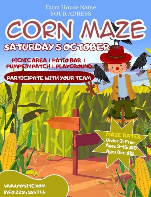 CORN MAZE Template PosterMyWall corn-maze-template-postermywall