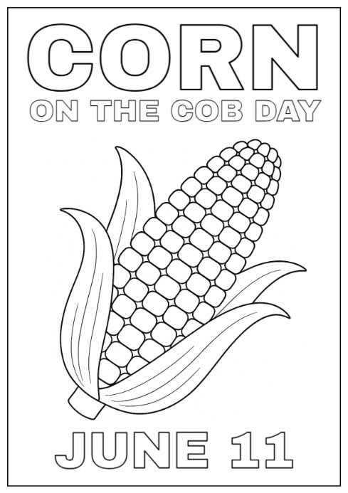 Corn On The Cob Day Activity Coloring Page - Free Download A4 template