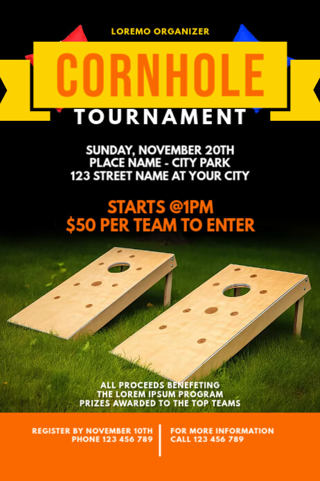 Cornhole Sport Game Tournament Templat | PosterMyWall