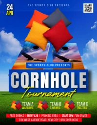 Cornhole tournament championship bean bag toss event invitation flyer poster template social media