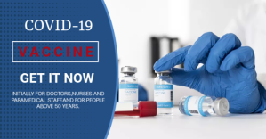 สีน้ำเงิน COVID-19 Vaccine Imagem partilhada do Facebook Template