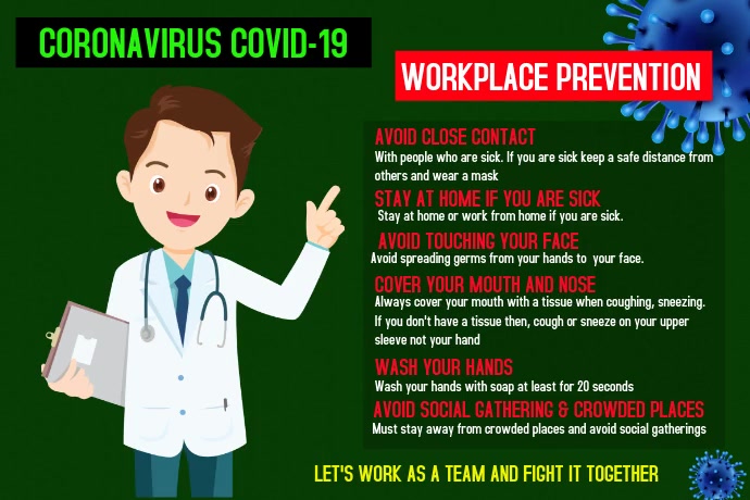 Coronavirus, Covid-19 workplace measures Poster template