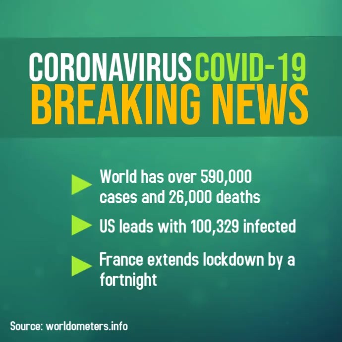 Coronavirus covid-19 breaking news info post Publicação no Instagram template