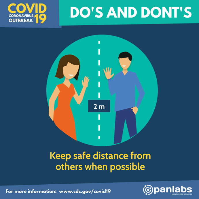 Coronavirus Do's and Don'ts distancing flyer Kwadrat (1:1) template