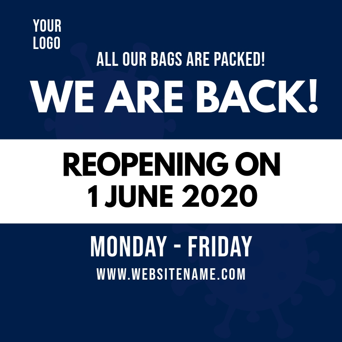 Coronavirus reopening soon information notice Template | PosterMyWall