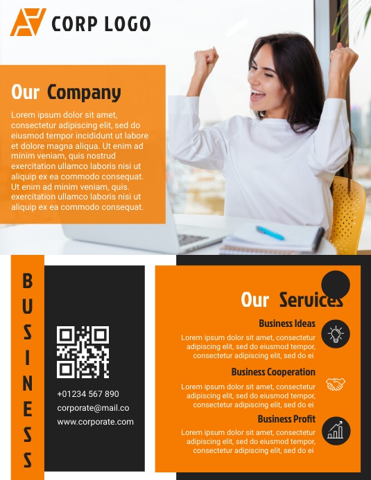 Corporate Business Flyer Design Template Volantino (US Letter)