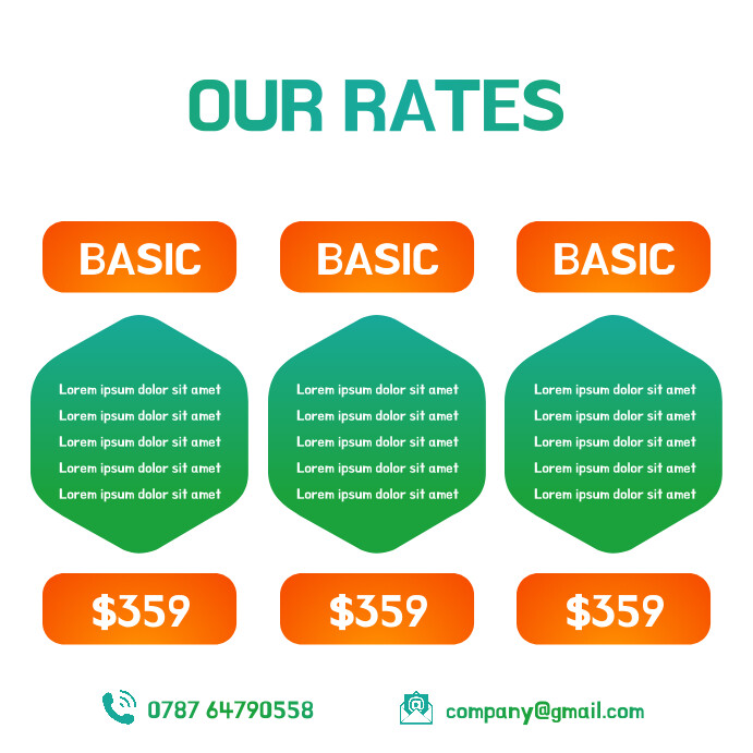 Corporate Business pricing rates tiers table Template | PosterMyWall