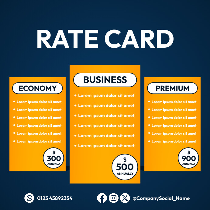 Copy of corporate business professional rate cards ta | PosterMyWall