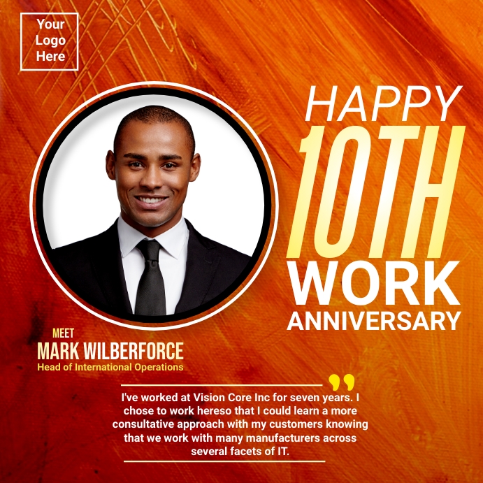 Corporate Business Work Anniversary Wishes Instagram na Post template