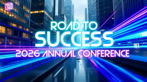 Синий Annual Success Conference Digitalt display Template