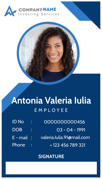 Company Id Sample Example Copy of corporate id template | PosterMyWall