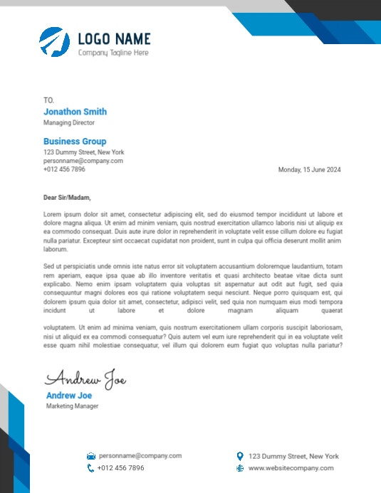 Letter Heading Format
