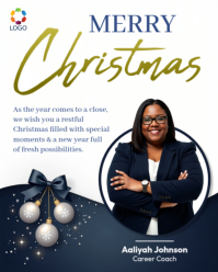 corporate logo business merry Christmas message from career coach portrait photo template