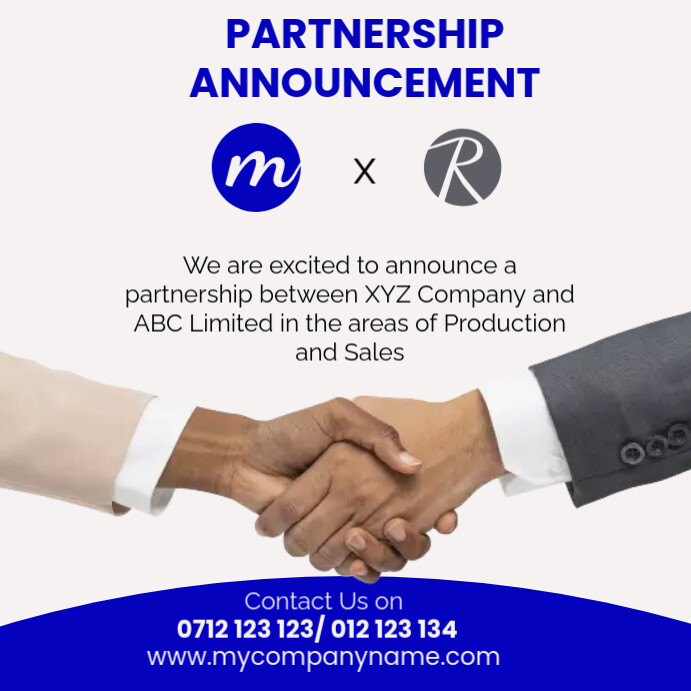 Partnership Post Examples Corporate Partnership Announcement Template | PosterMyWall