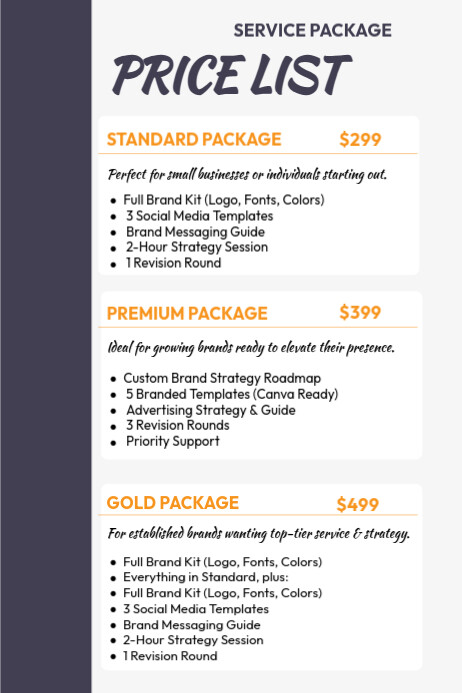 Packages Poster Example Corporate service package poster Template | PosterMyWall
