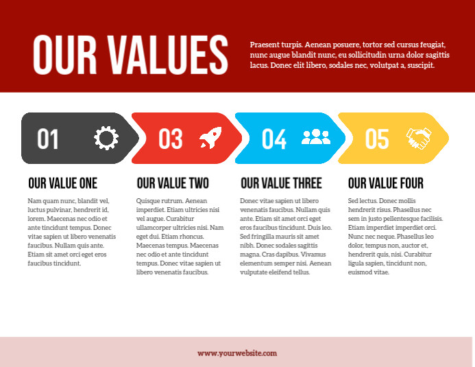 Copy of Corporate Steps Values Chevrons Flow Diagram | PosterMyWall